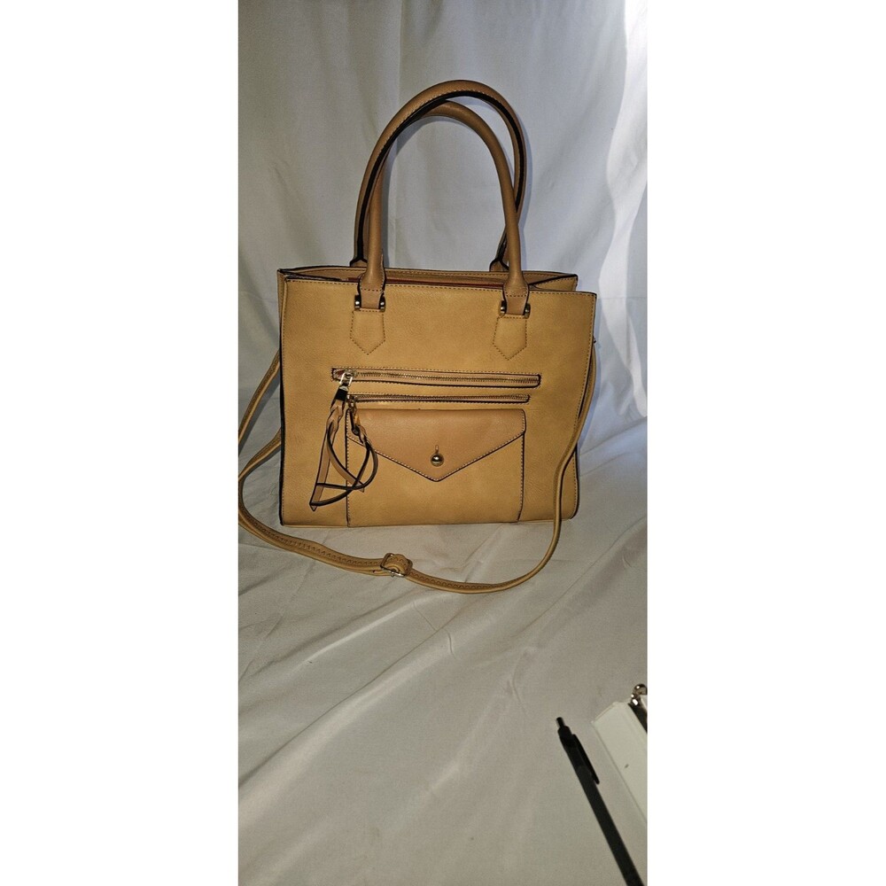 MG Collection Women's Tan Vegan Leather Purse Crossbody Hand Shoulder Bag M